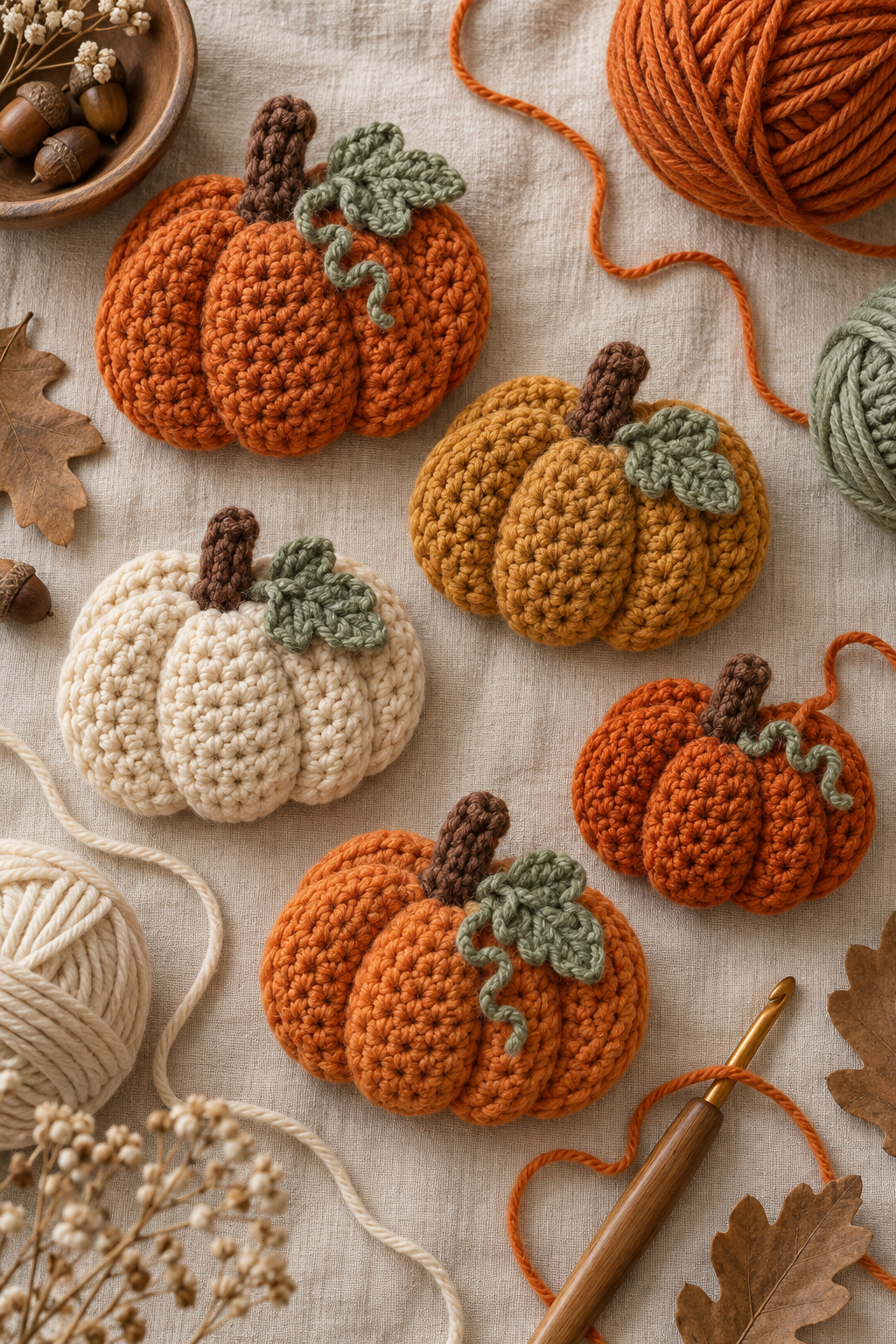 crochet pumpkin wreath detail