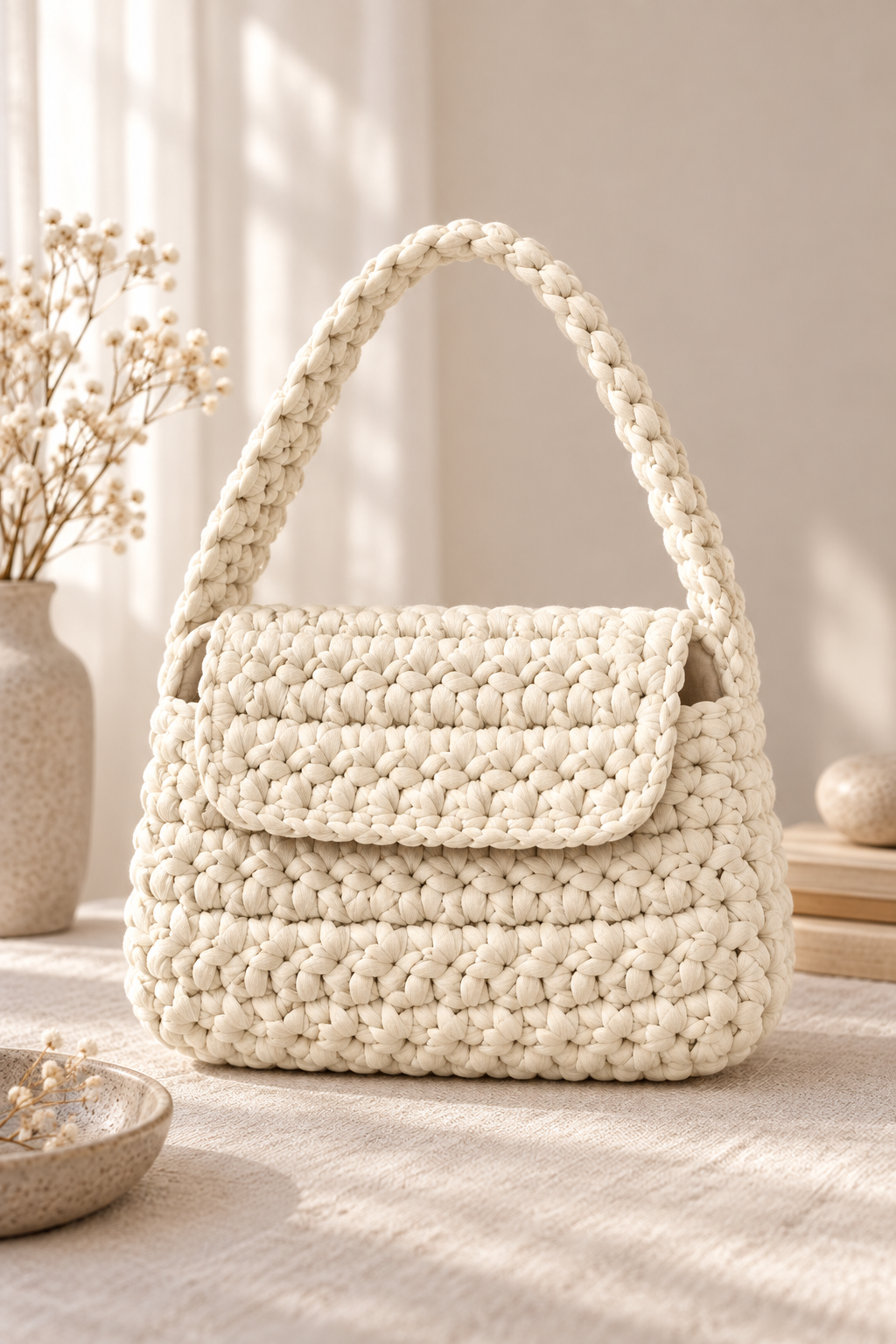 Lining and structure inside a crochet purse