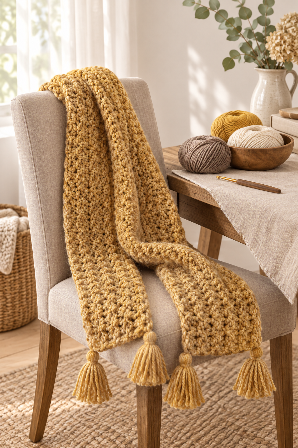 crochet scarf free pattern detail: understand the two-hour scarf concept