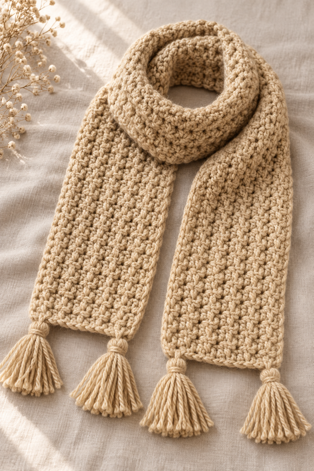crochet scarf free pattern detail: shape the scarf for everyday wear