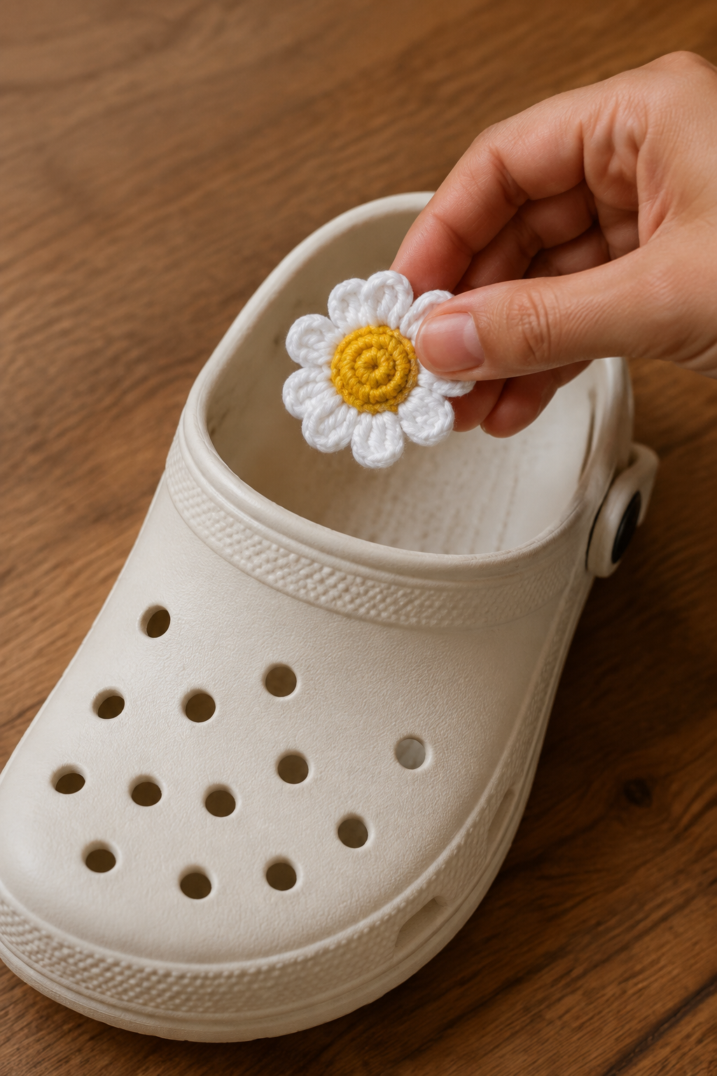 crochet shoe charms — check the motif size against the shoe