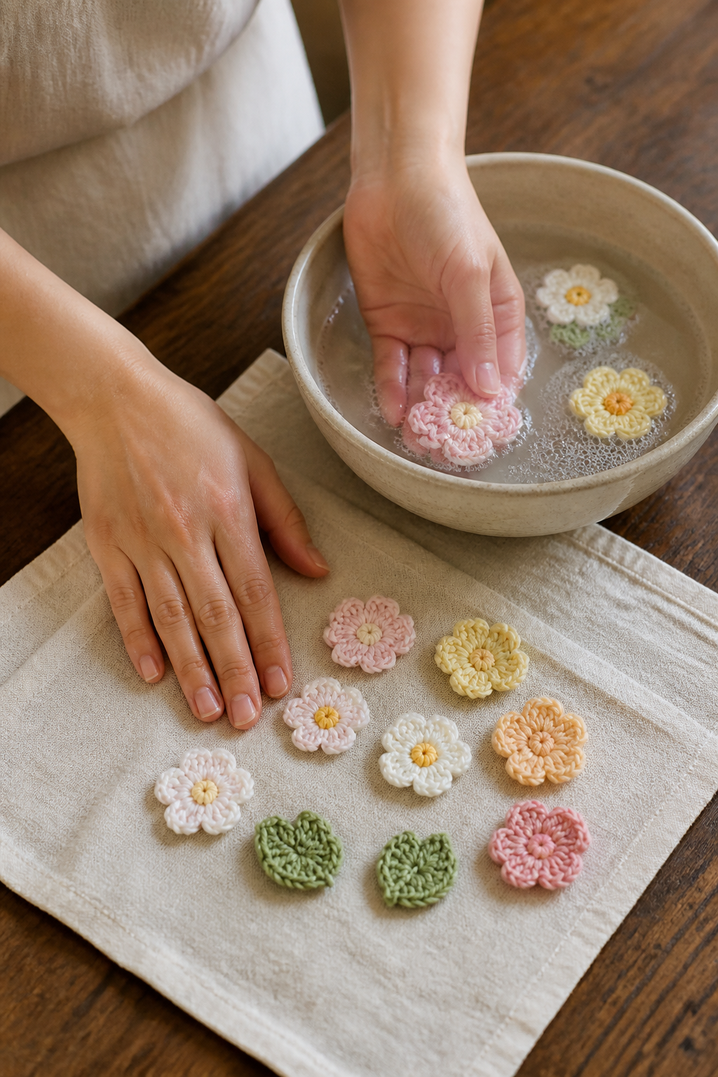 crochet shoe charms — wash gently and reshape flat