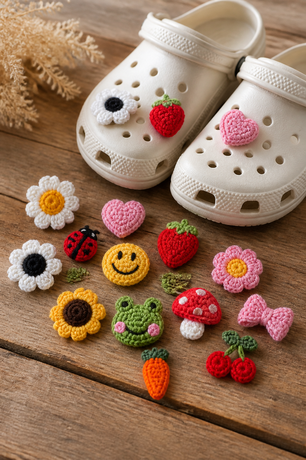 crochet shoe charms editorial overview