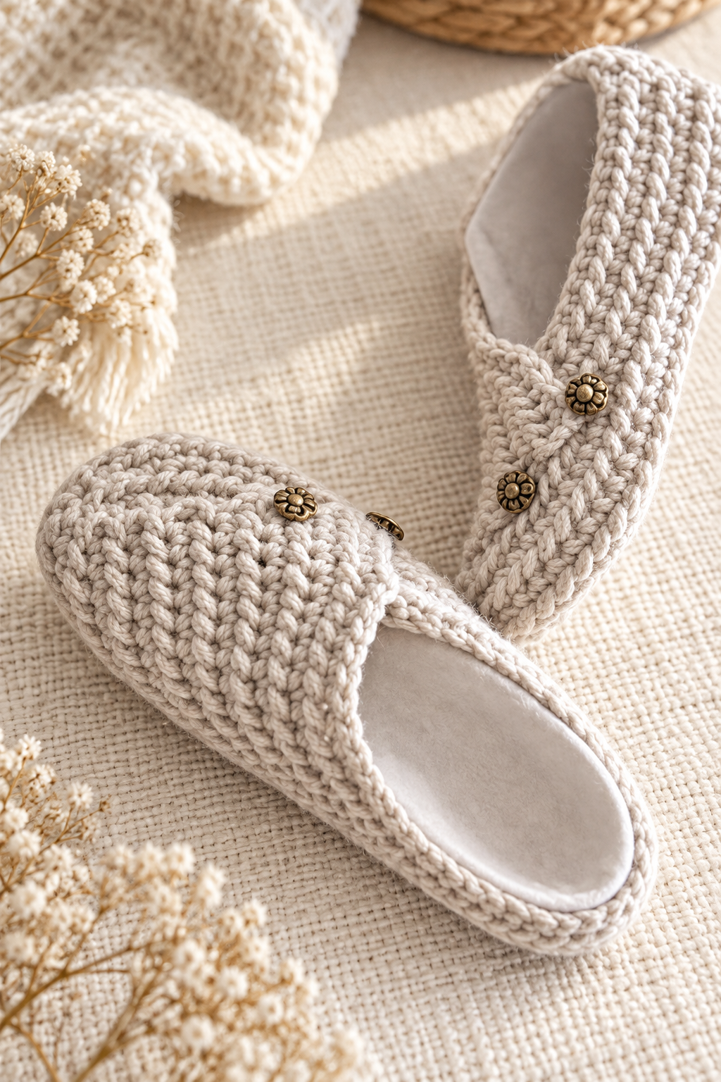 crochet slippers yarn and rectangular fabric planning