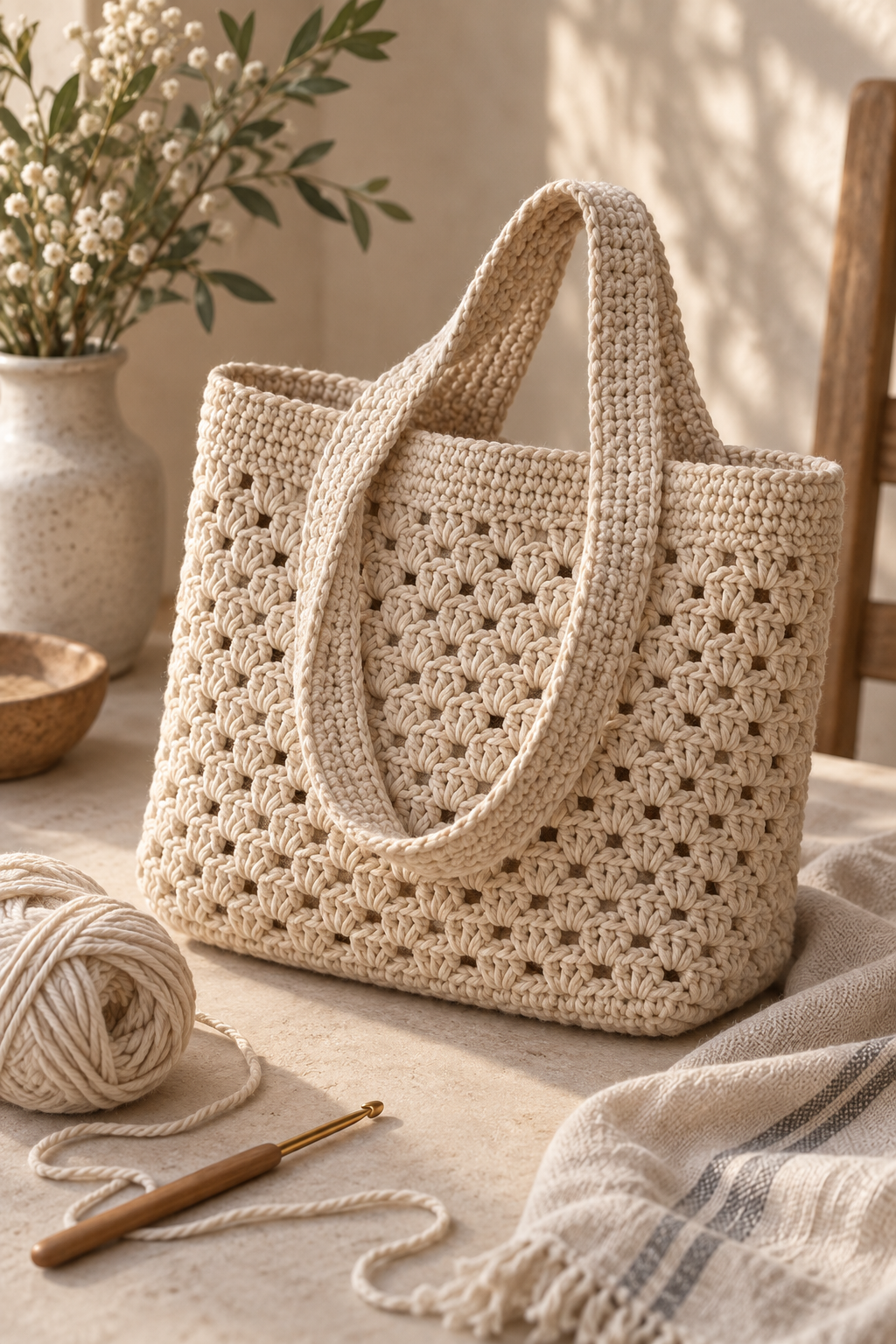 Crochet tote base construction