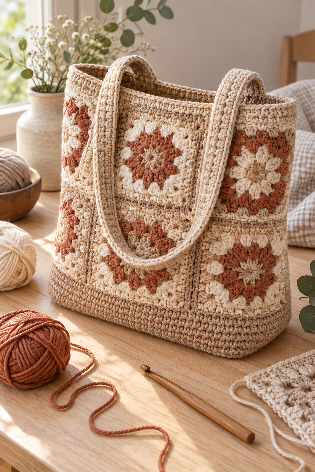 Crochet tote handles