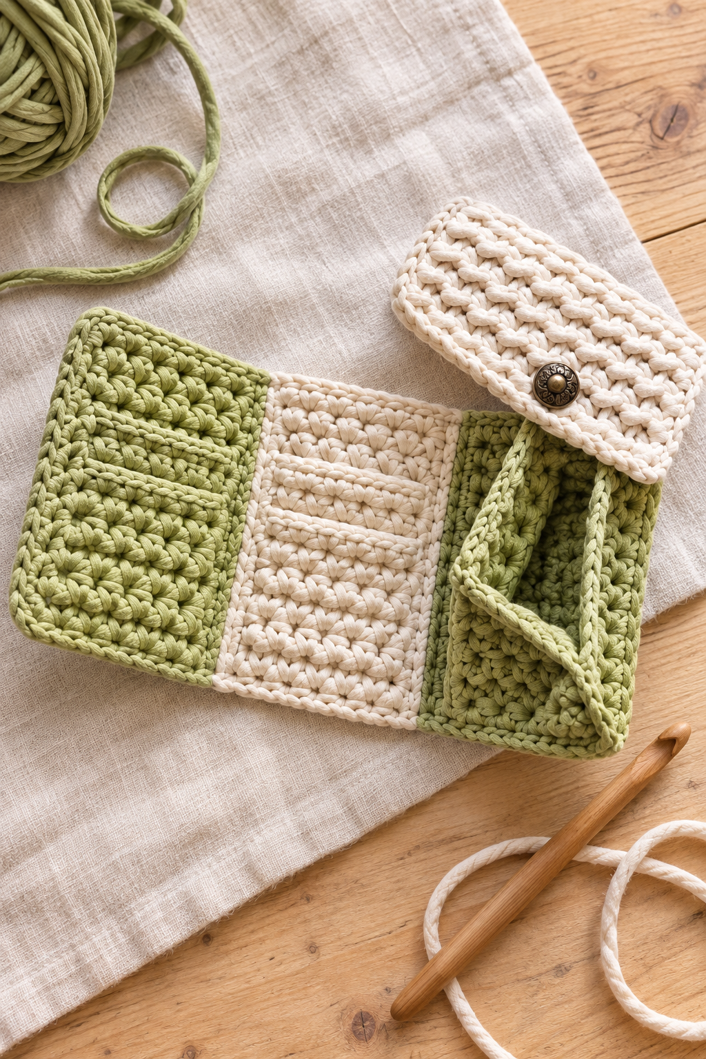 crochet wallet pattern flat textured panel