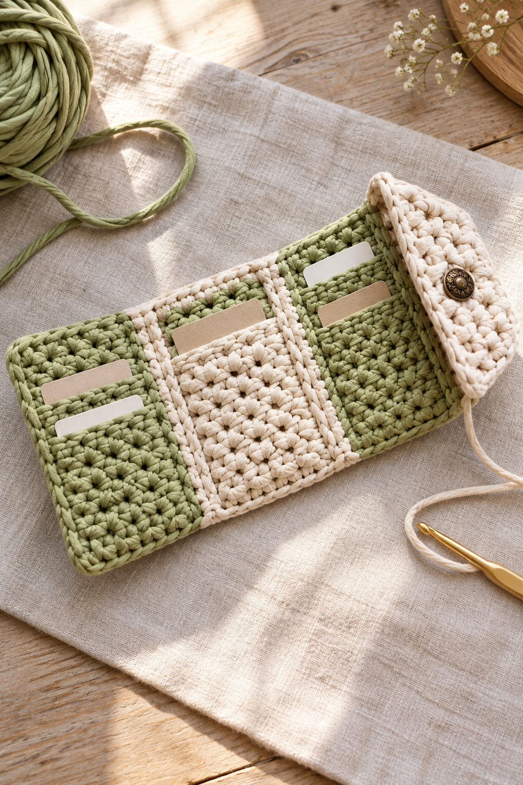 crochet wallet pattern yarn color choices