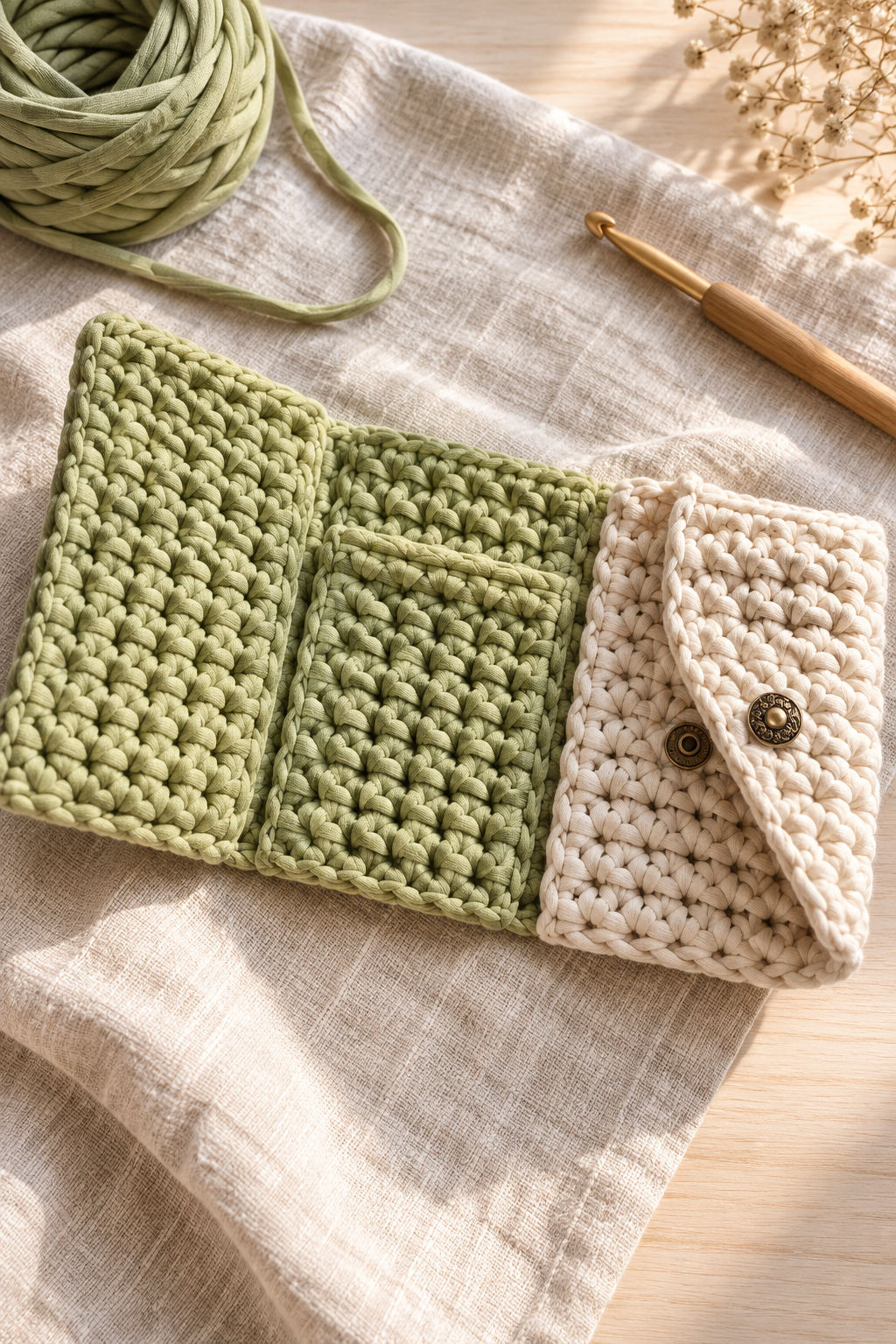 crochet wallet pattern centered flap detail