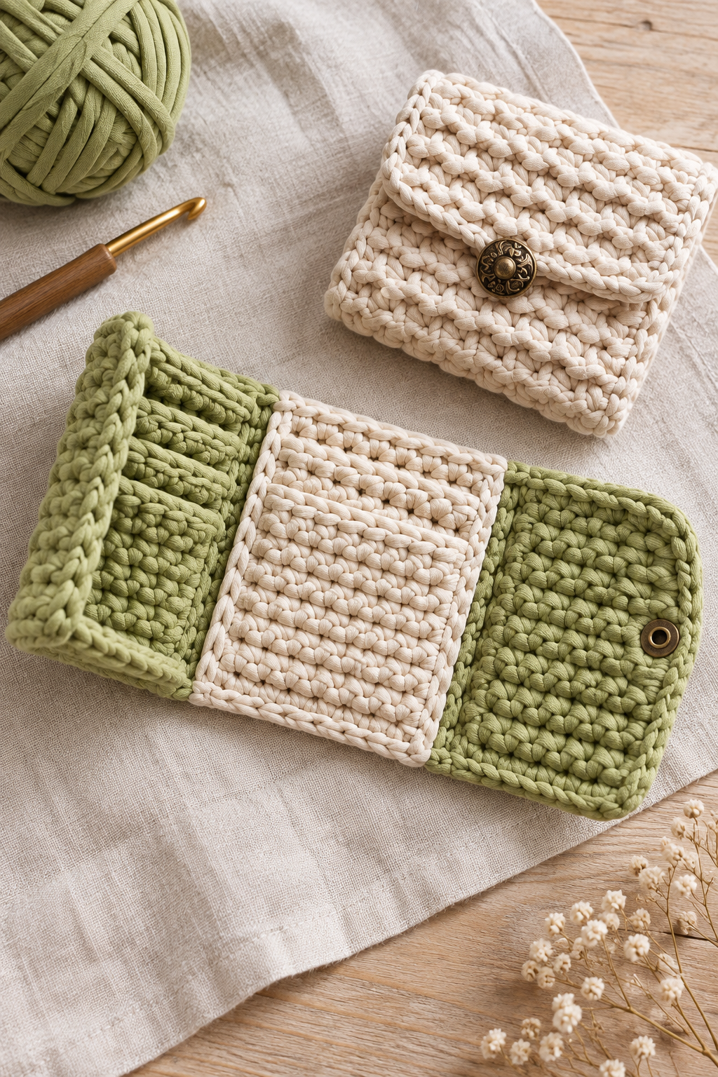 crochet wallet pattern flattened piece