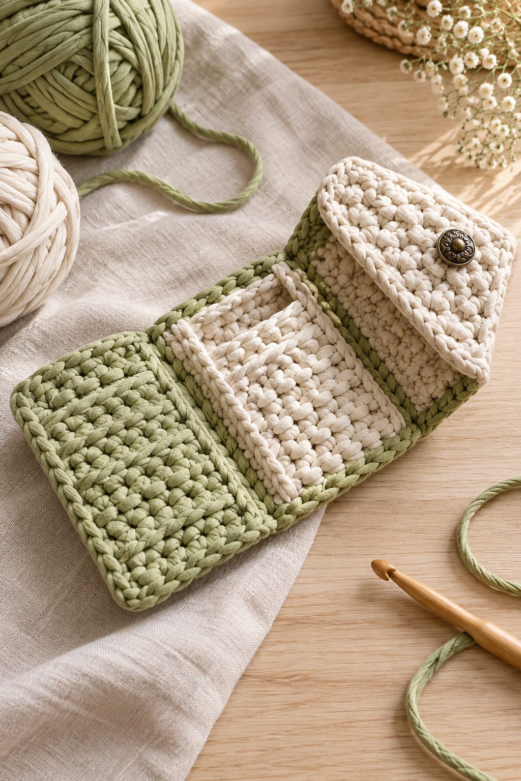 crochet wallet pattern finished inner seam