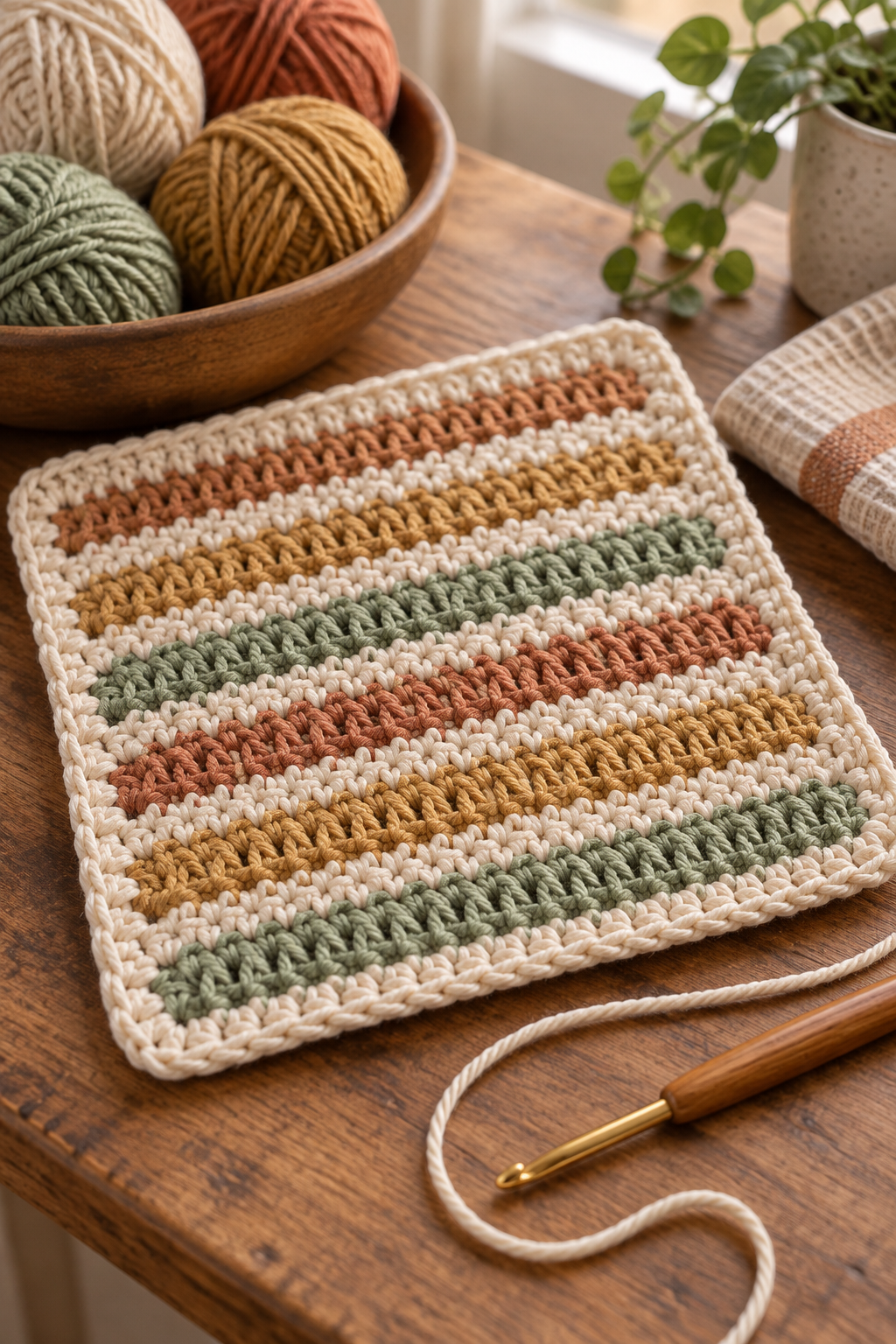 Textured stitches in an easy crochet dishcloth pattern