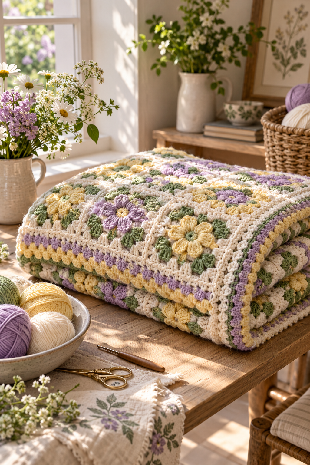 fast crochet blanket draped over a chair showing useful scale