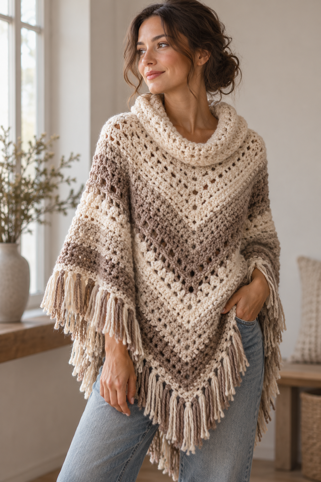 Choose a wearable poncho shape in a crochet poncho