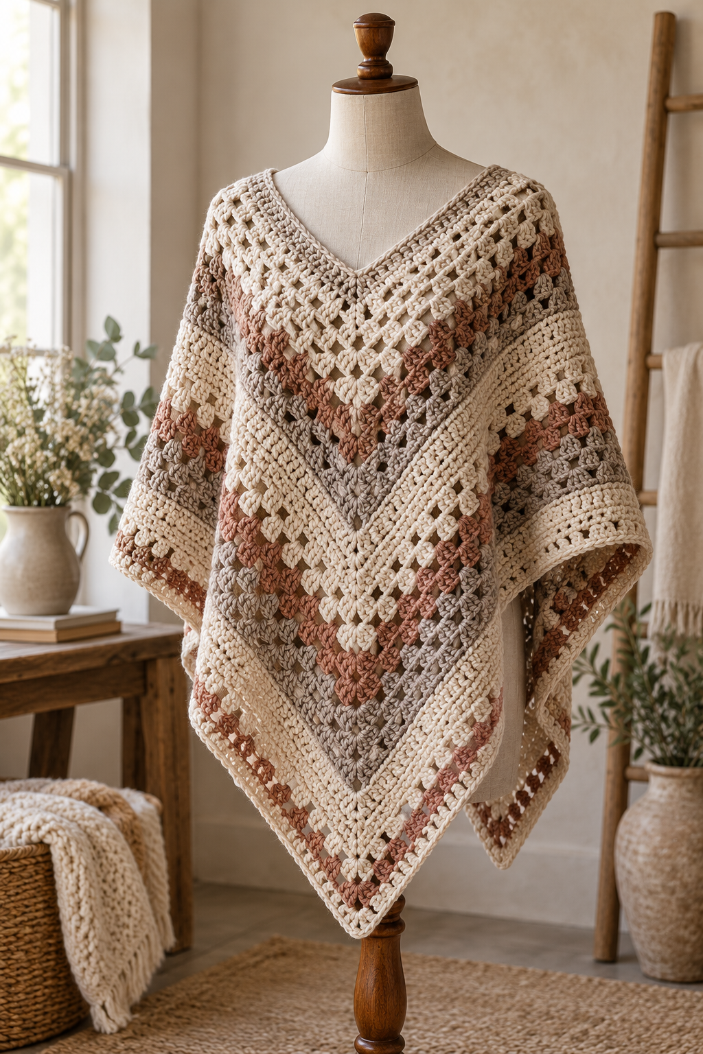 Keep the edges clean in a crochet poncho
