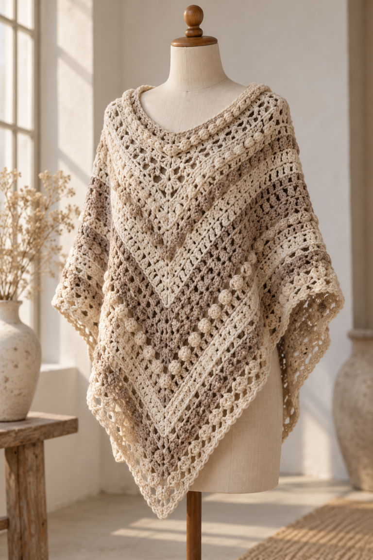 Free crochet poncho pattern featured design