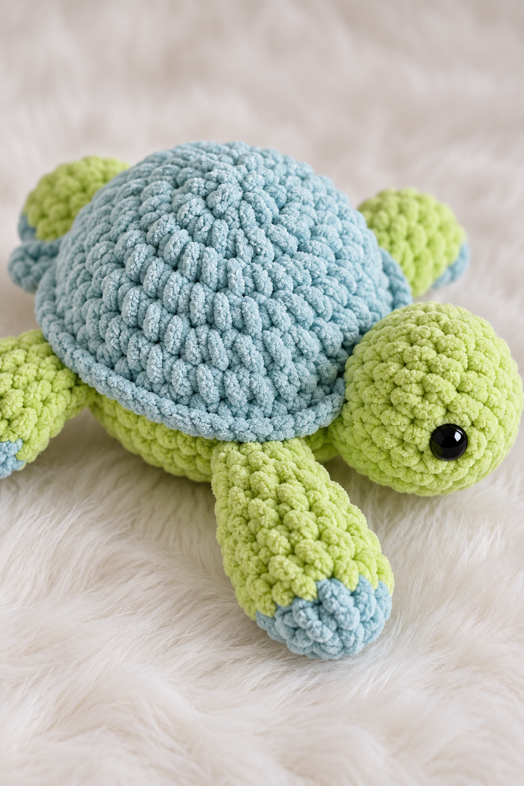 Close-up of crocheted turtle shell texture