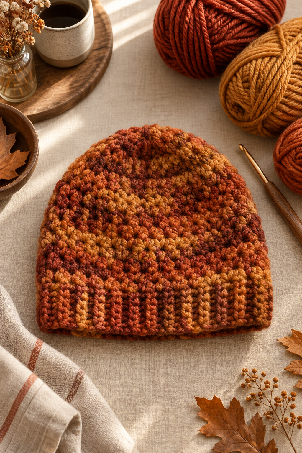 How to crochet a hat crown and stitch texture