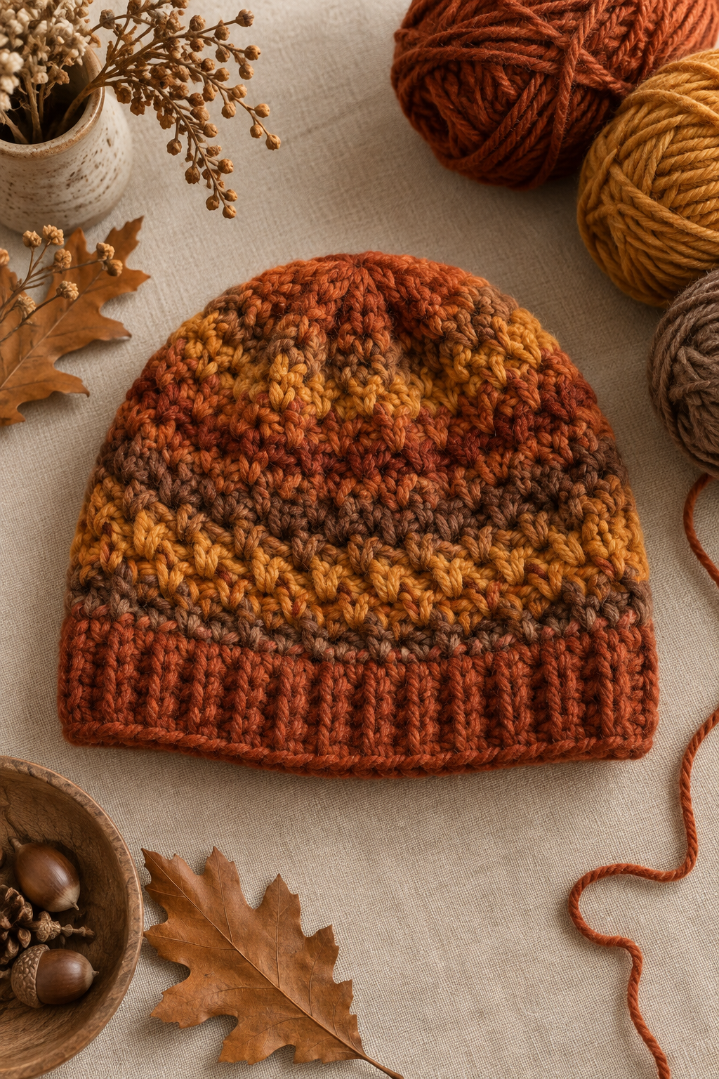 How to crochet a hat with yarn and texture