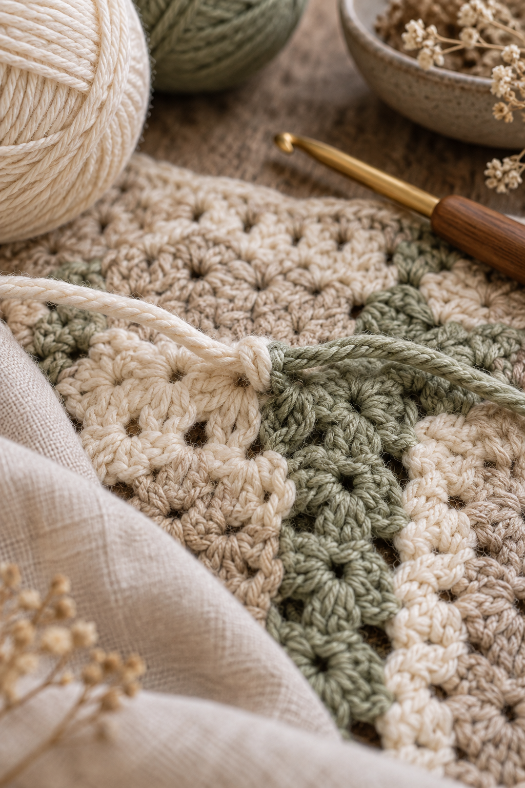 Checking a secure yarn transition in crochet