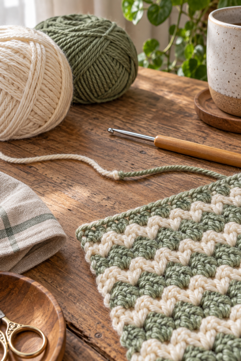 Crochet yarn join workspace