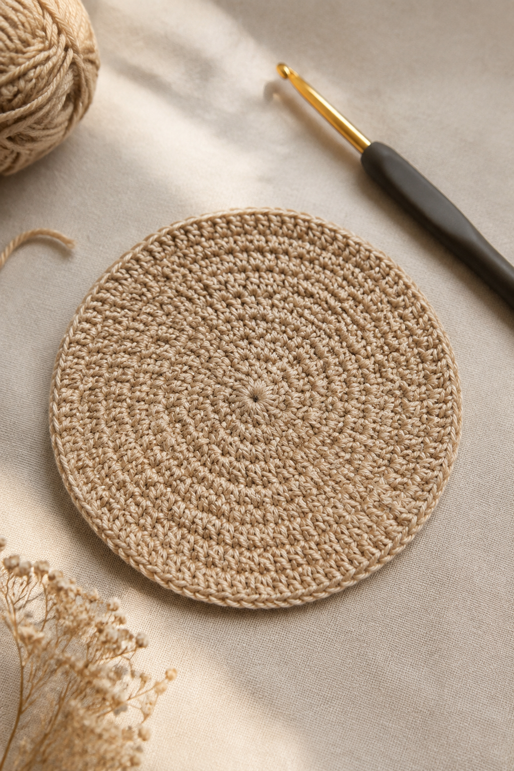 invisible crochet join: finished crochet round with a smooth nearly hidden join