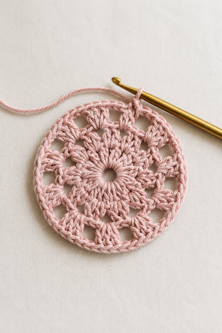 invisible crochet join: crochet motif before the final round is closed