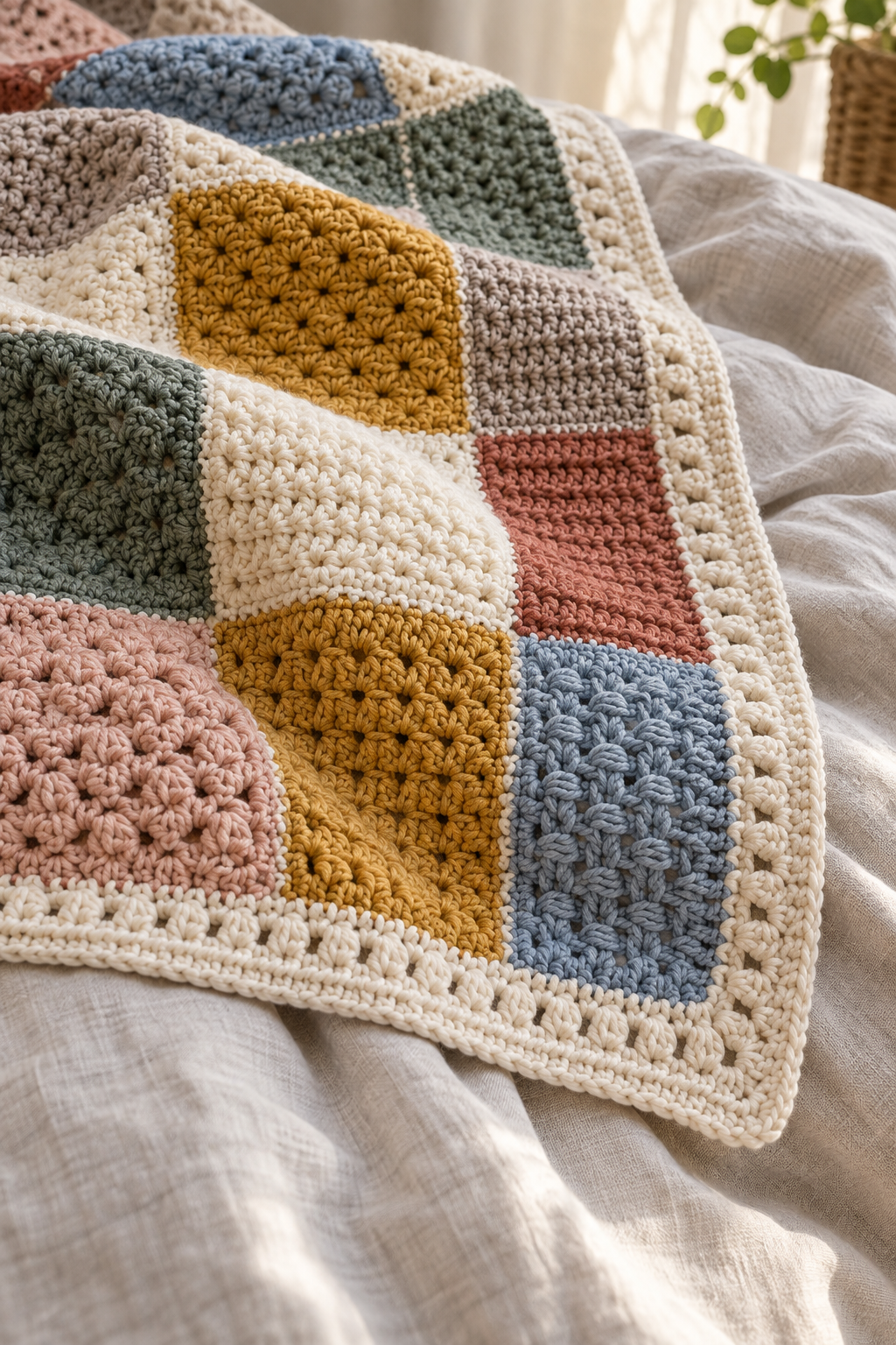 Finished crochet throw border