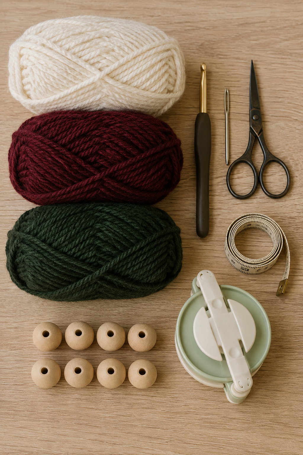 toe-up crochet stocking in progress with hook and yarn