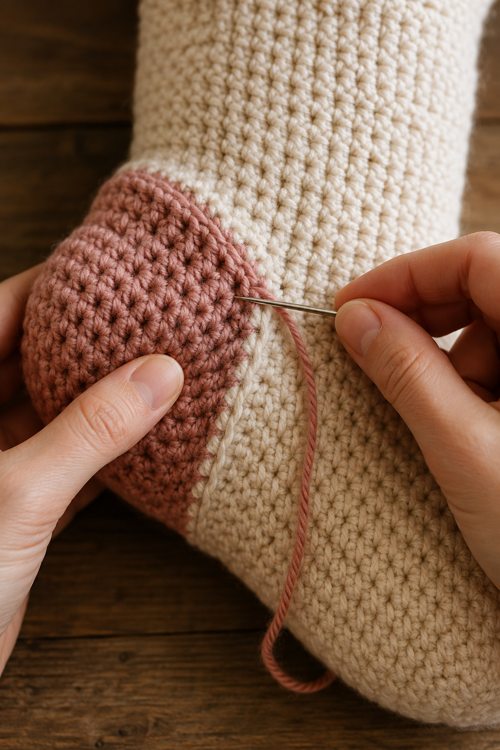 inside and outside of mosaic crochet swatches