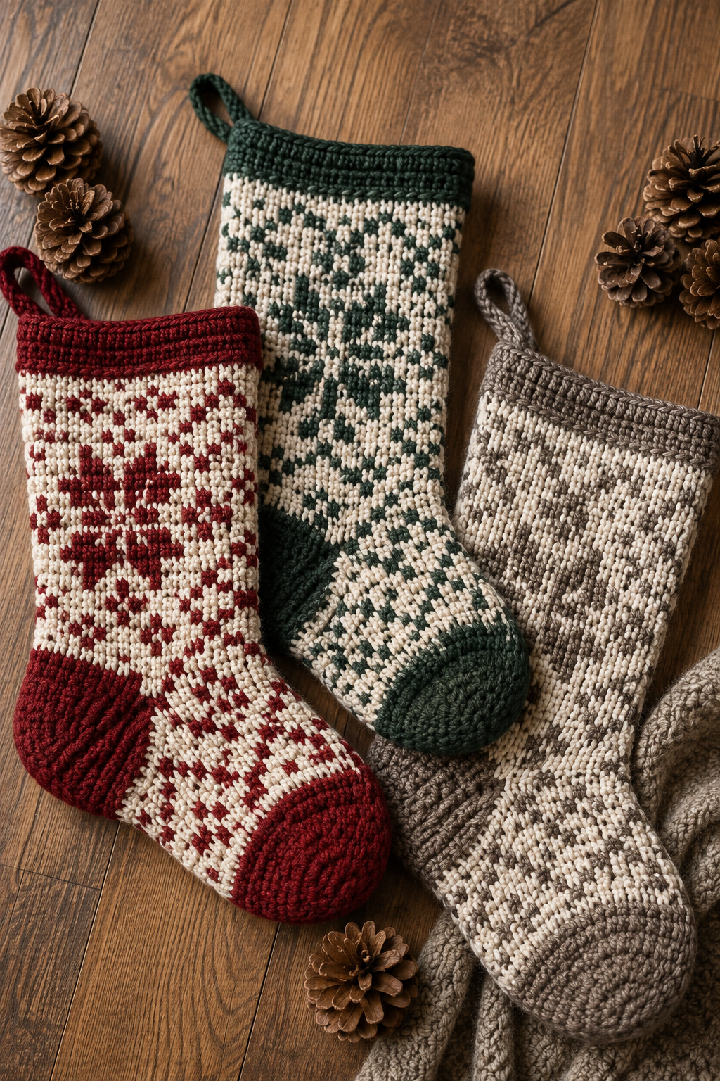 measuring a finished crochet stocking