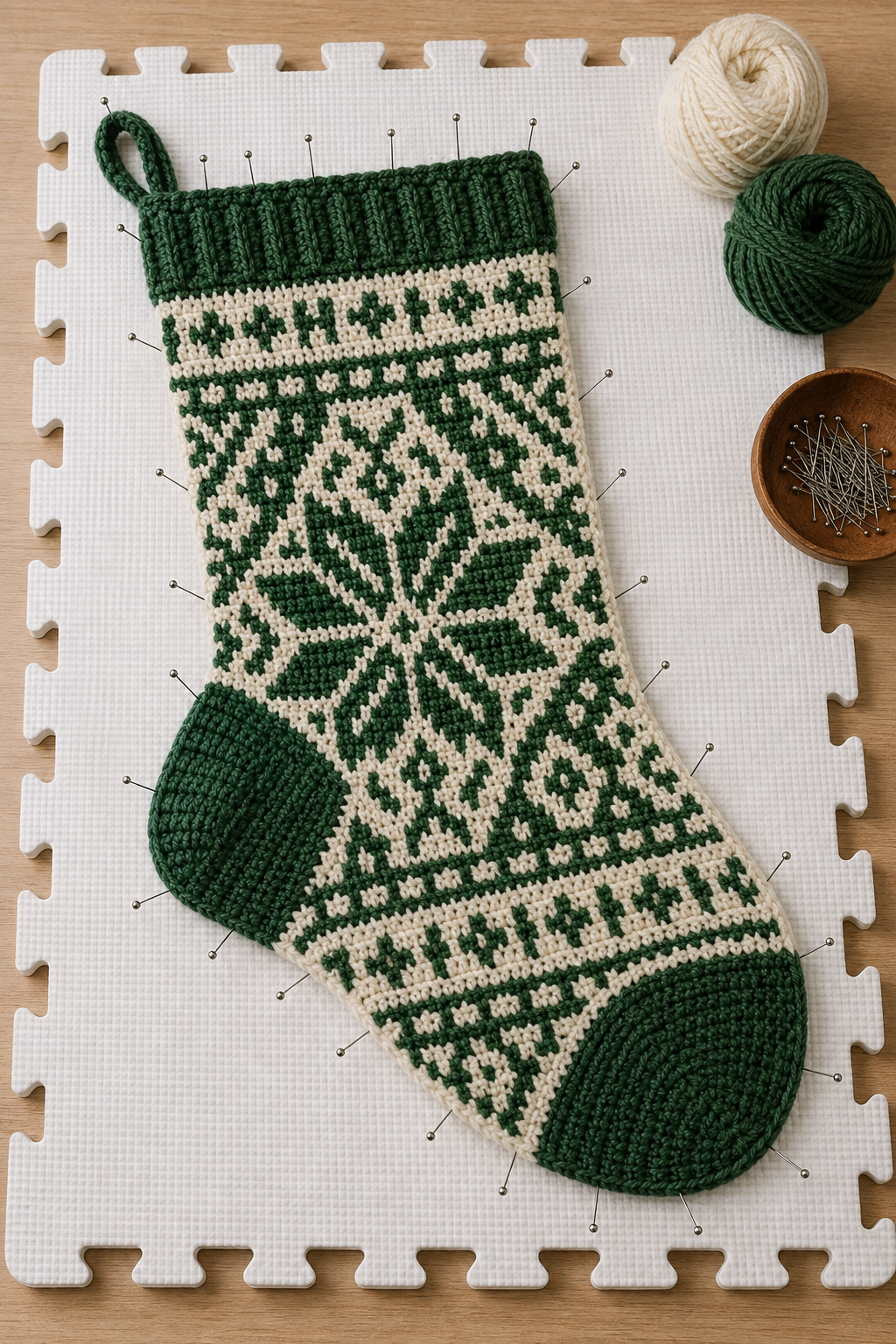 ribbed crochet cuff with beads and name tag