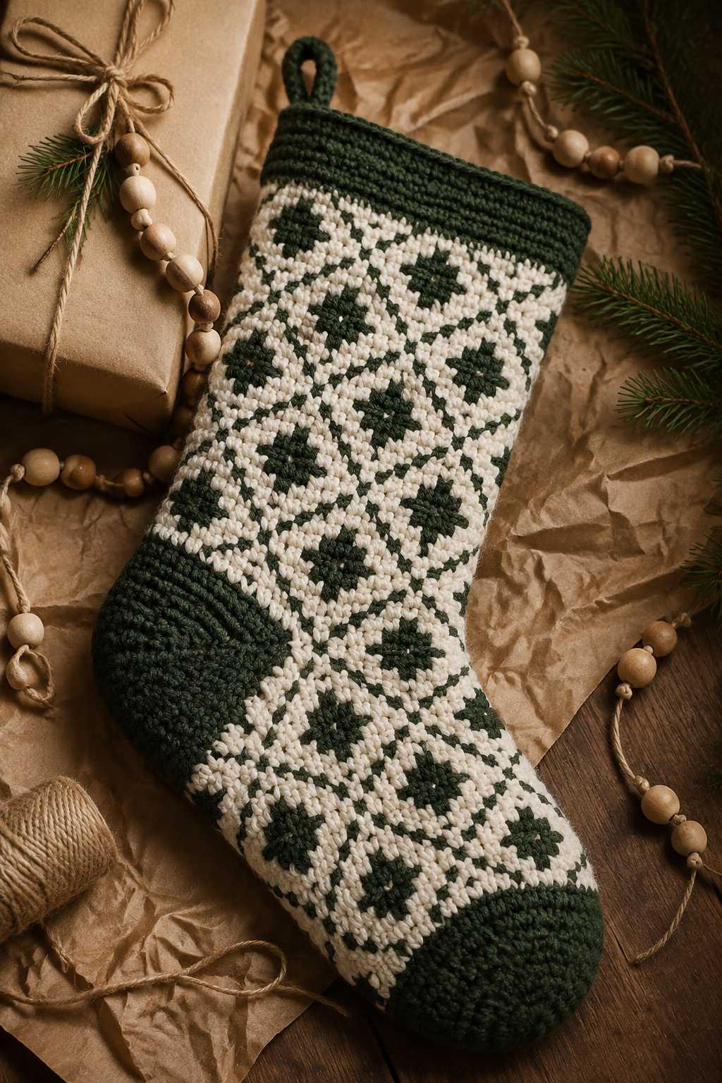 blocking a mosaic crochet stocking flat