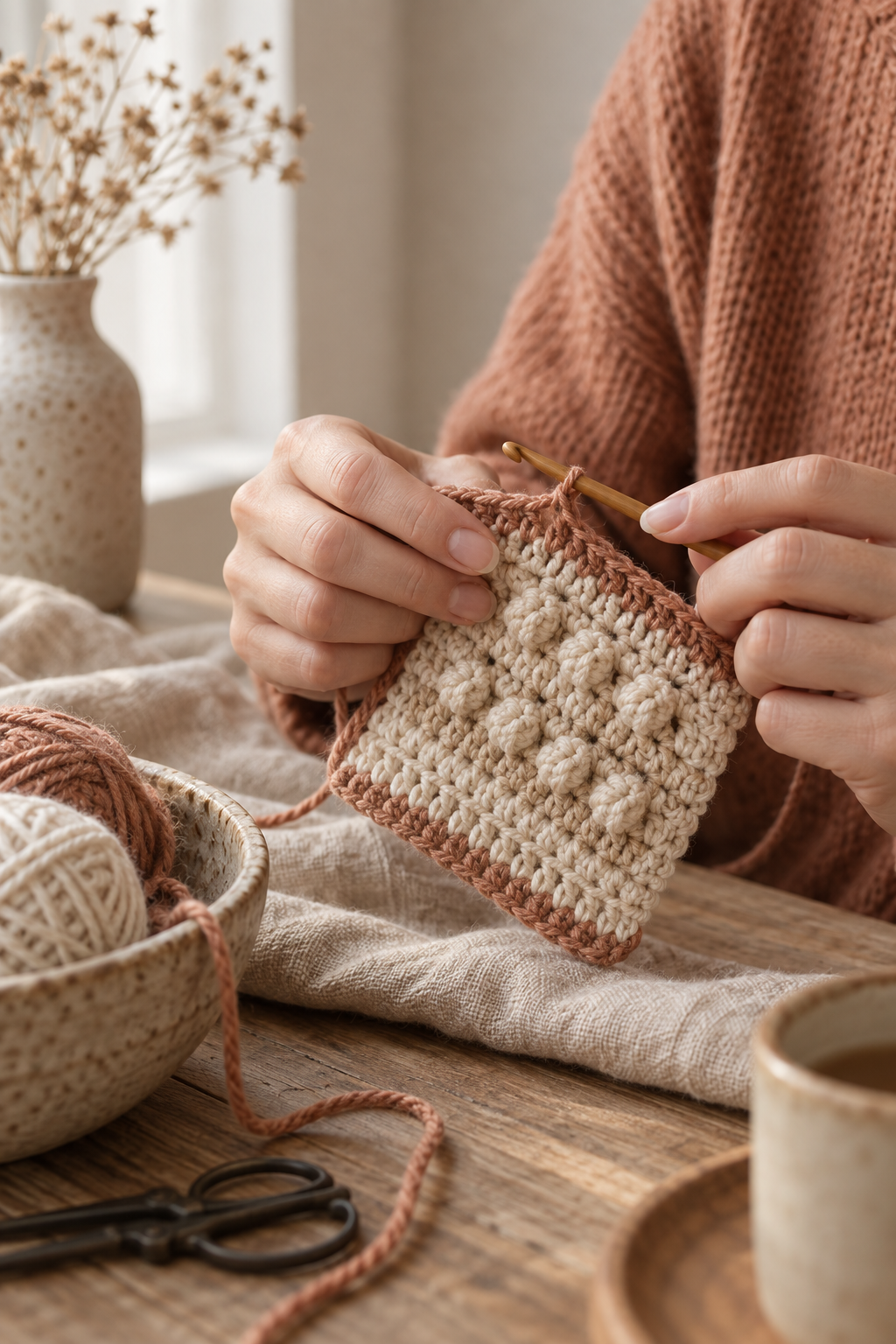 one row repeat crochet blanket: keep edges neat