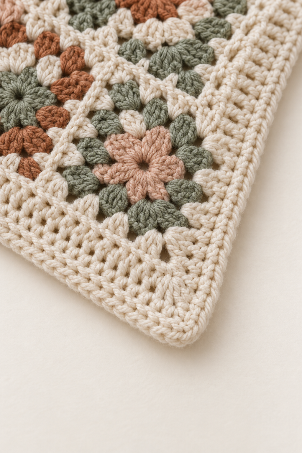 finished edge of a one row repeat crochet blanket