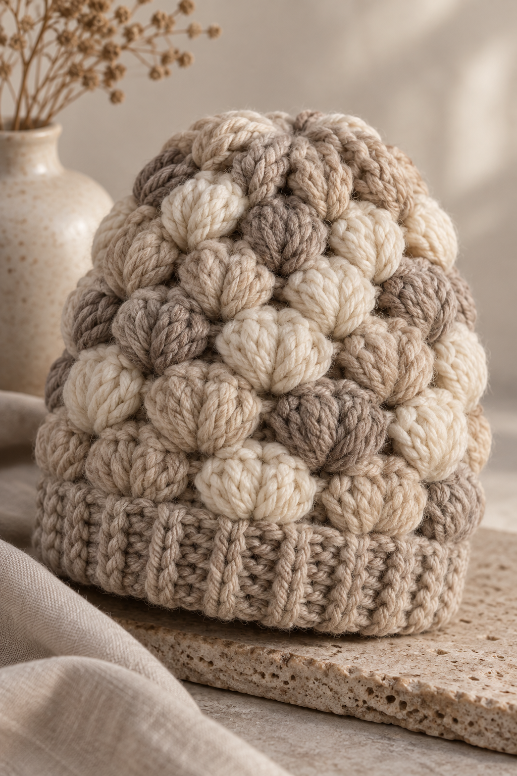 puff stitch slouch crochet pattern texture