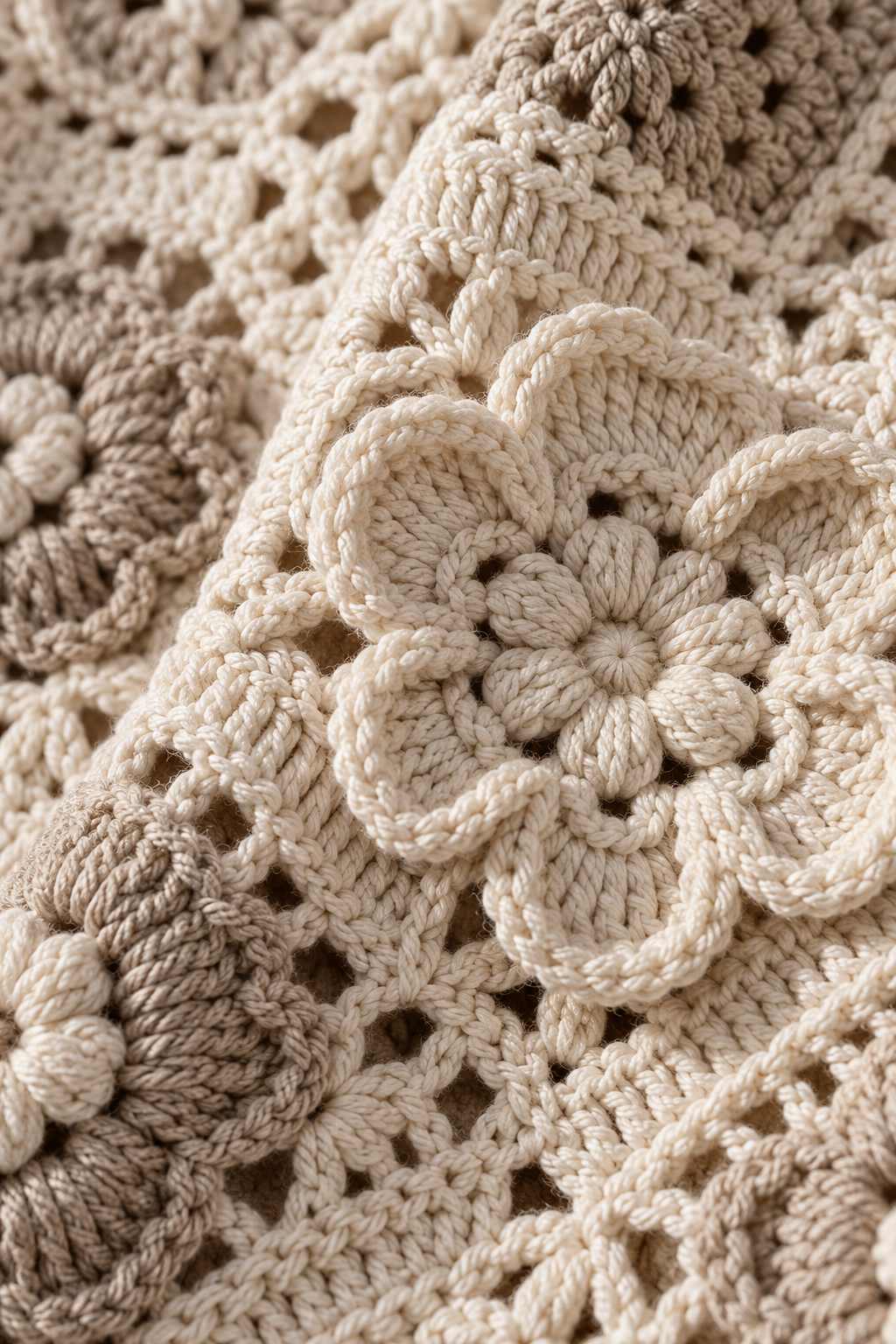 close view of texture on a simple crochet baby blanket