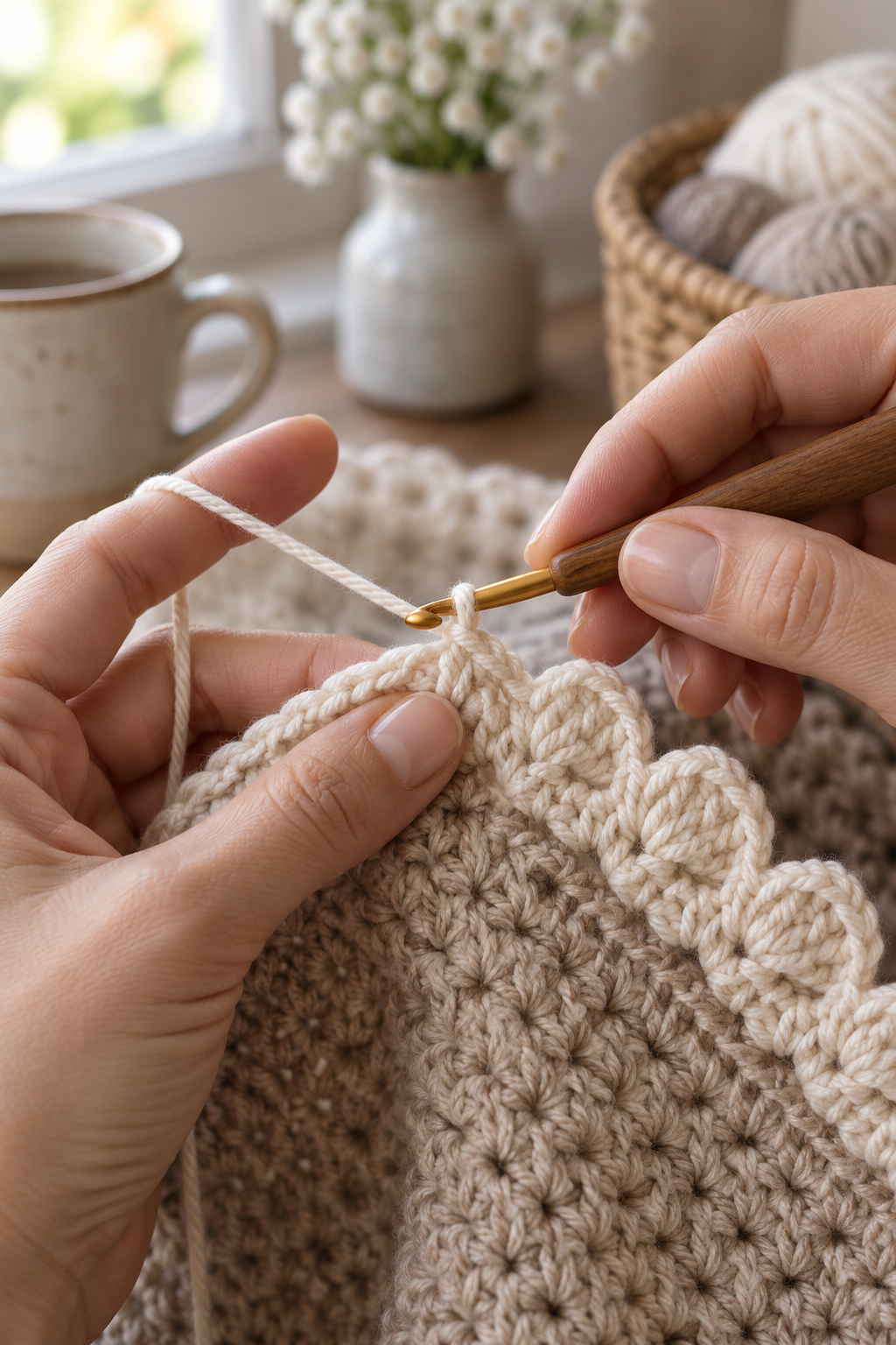 neat crochet edge on a simple crochet baby blanket