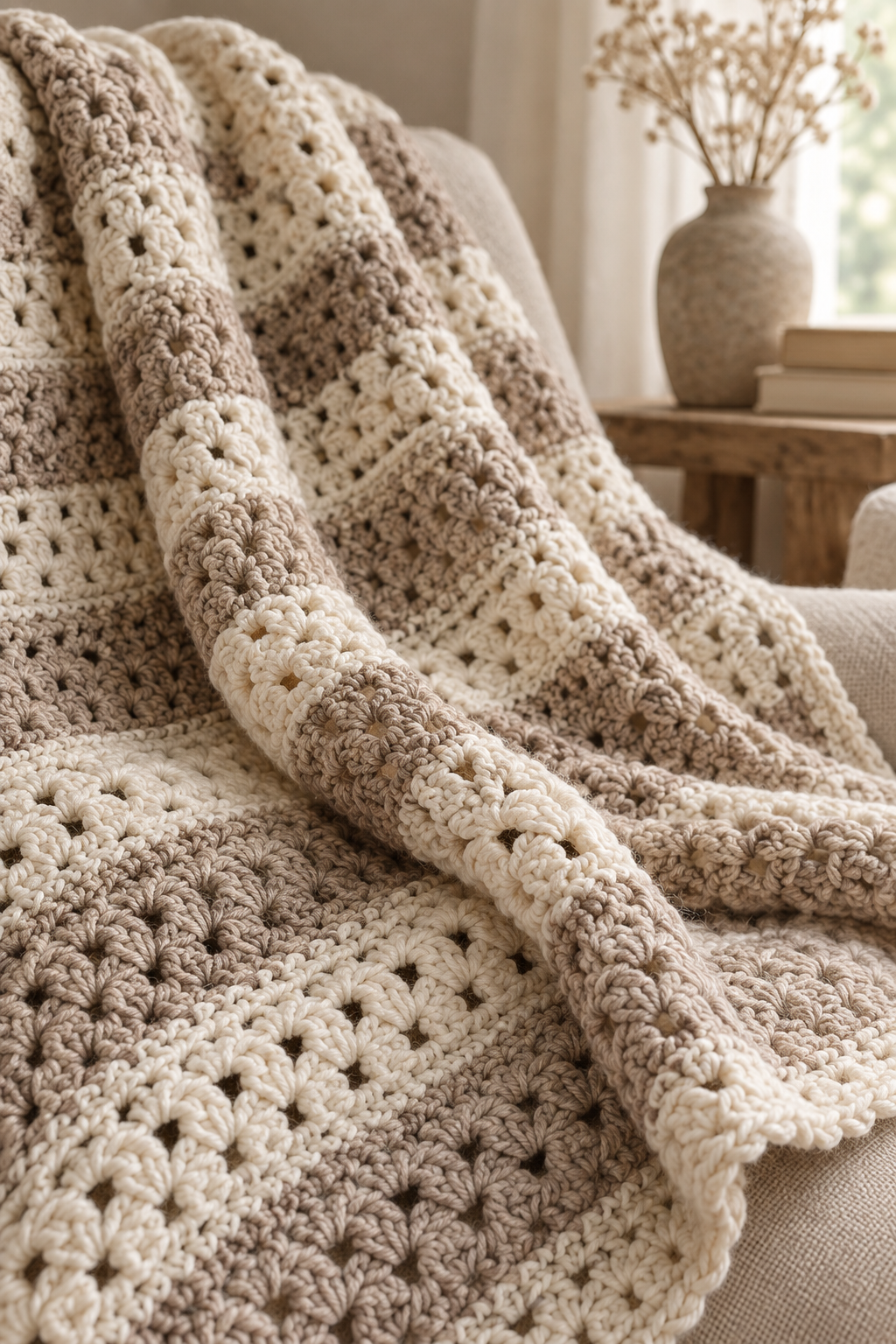 draped textured fabric from a simple crochet baby blanket
