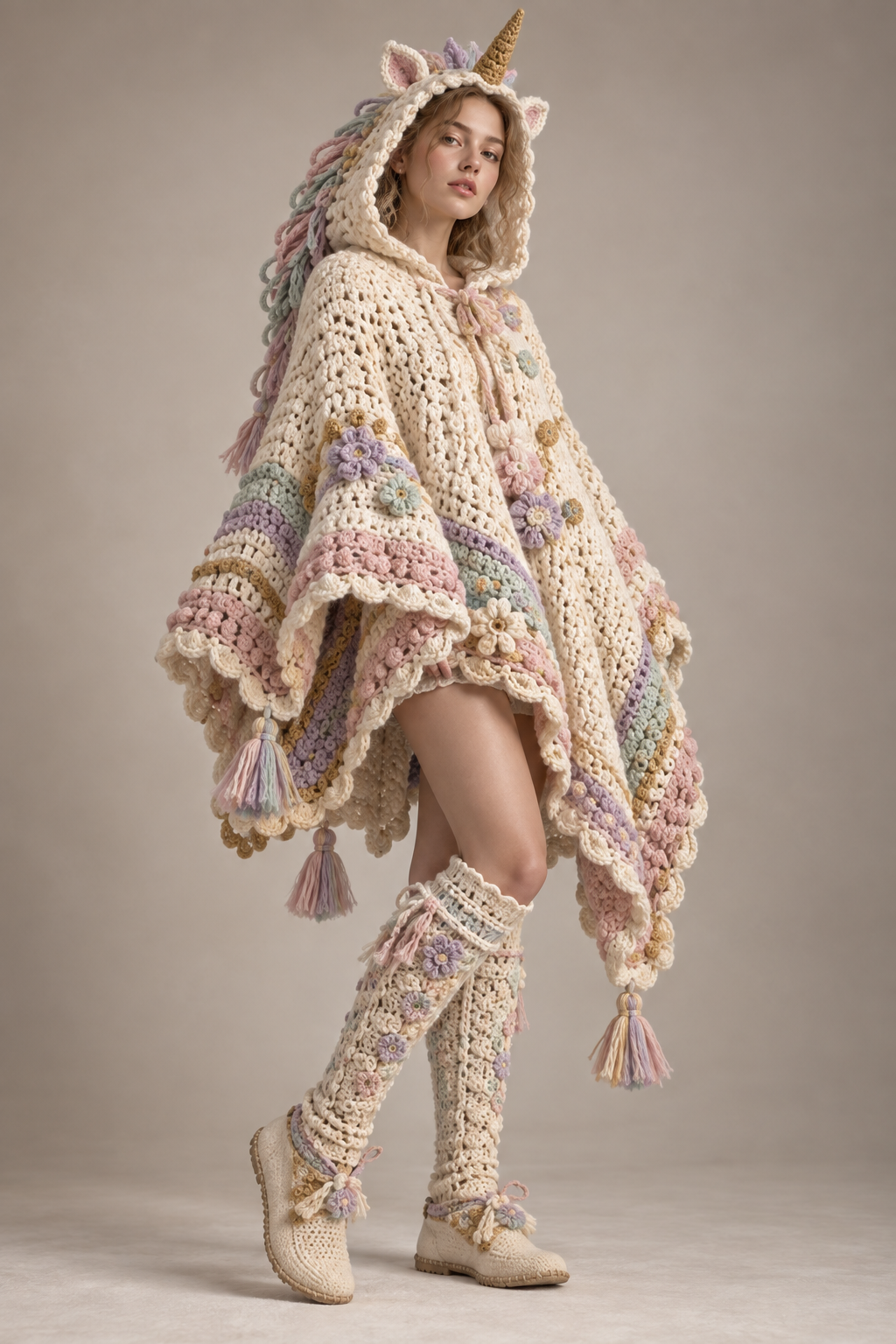 Original crochet design inspired by Unicorn Poncho and Crochet Socks