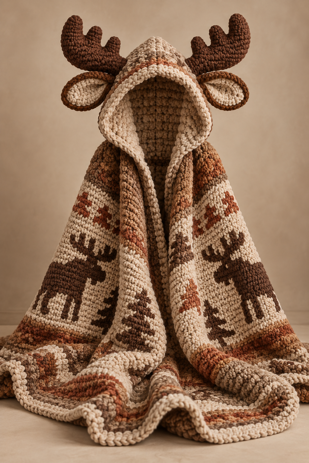 Original crochet design inspired by Hooded Moose Blanket
