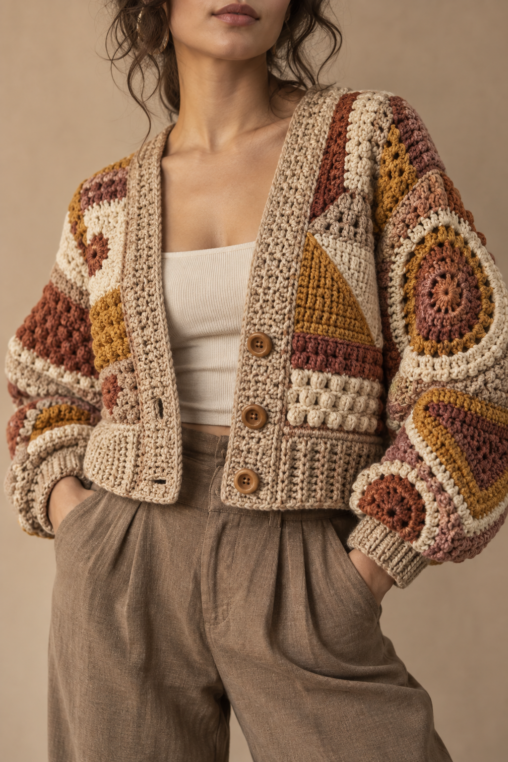 Original crochet design inspired by Crop or Not Cardigan
