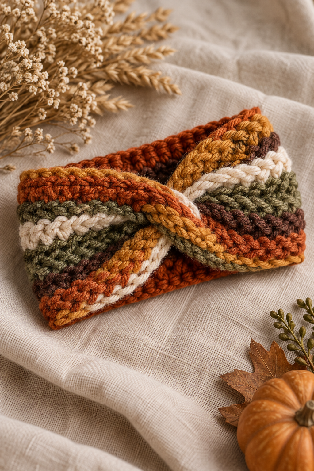 Original crochet design inspired by Harvest Twist Ear Warmer