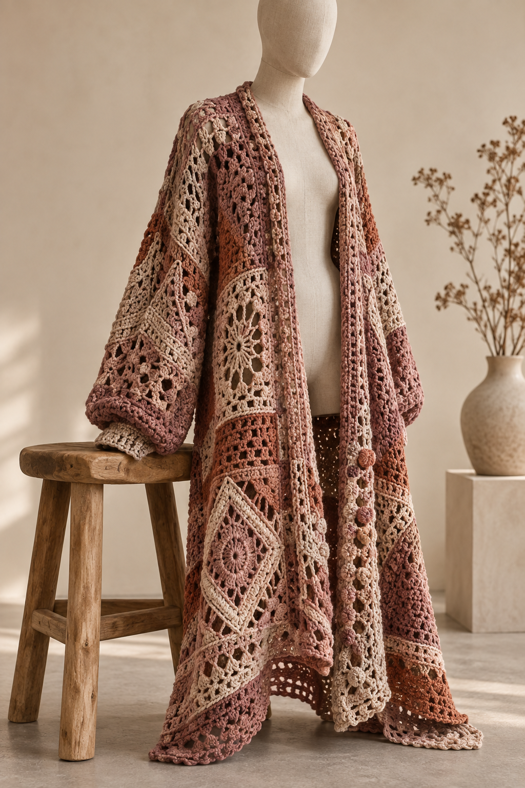 Original crochet design inspired by Mauve-A-Lous Duster Cardigan