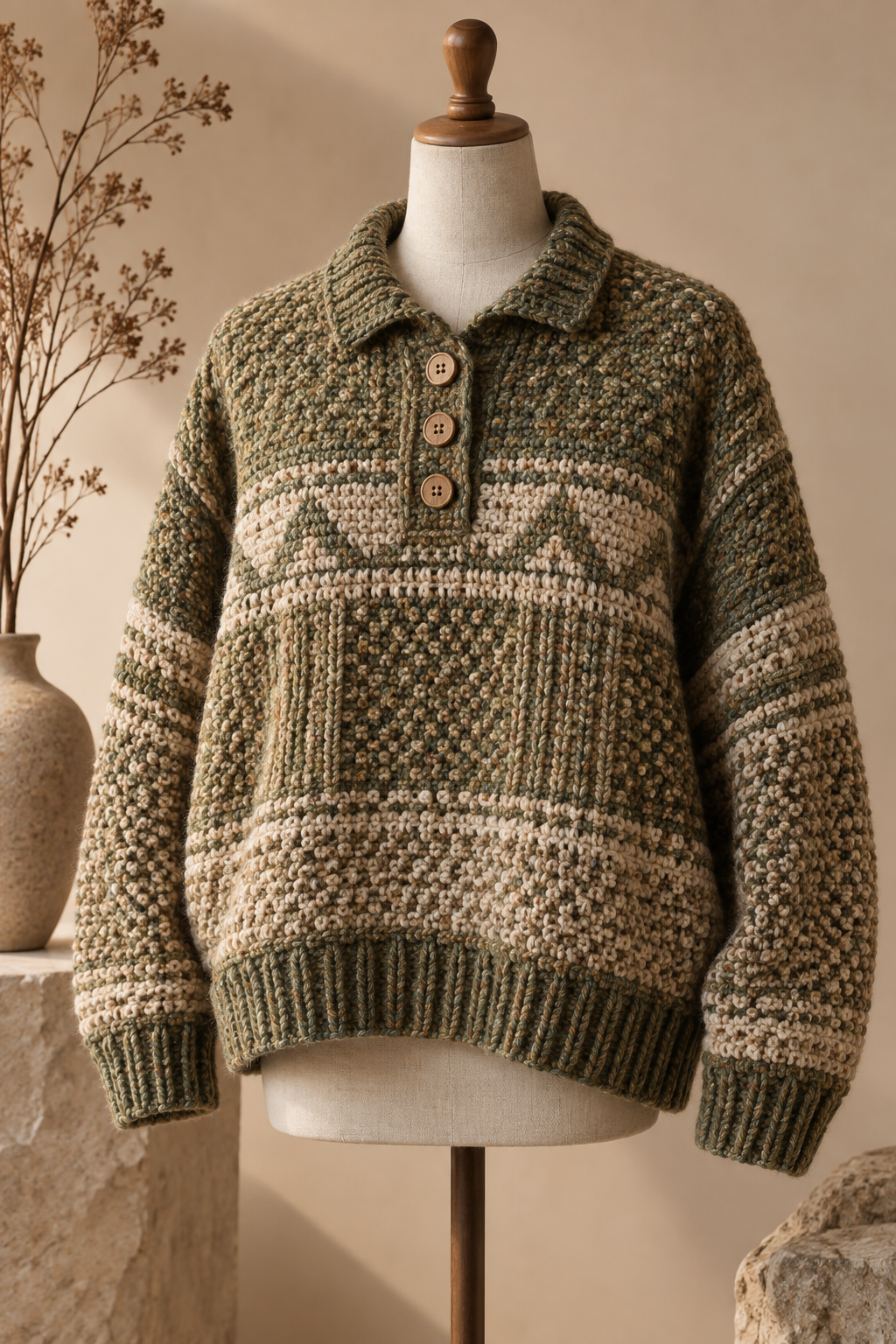Original crochet design inspired by Dapper Dad Pullover