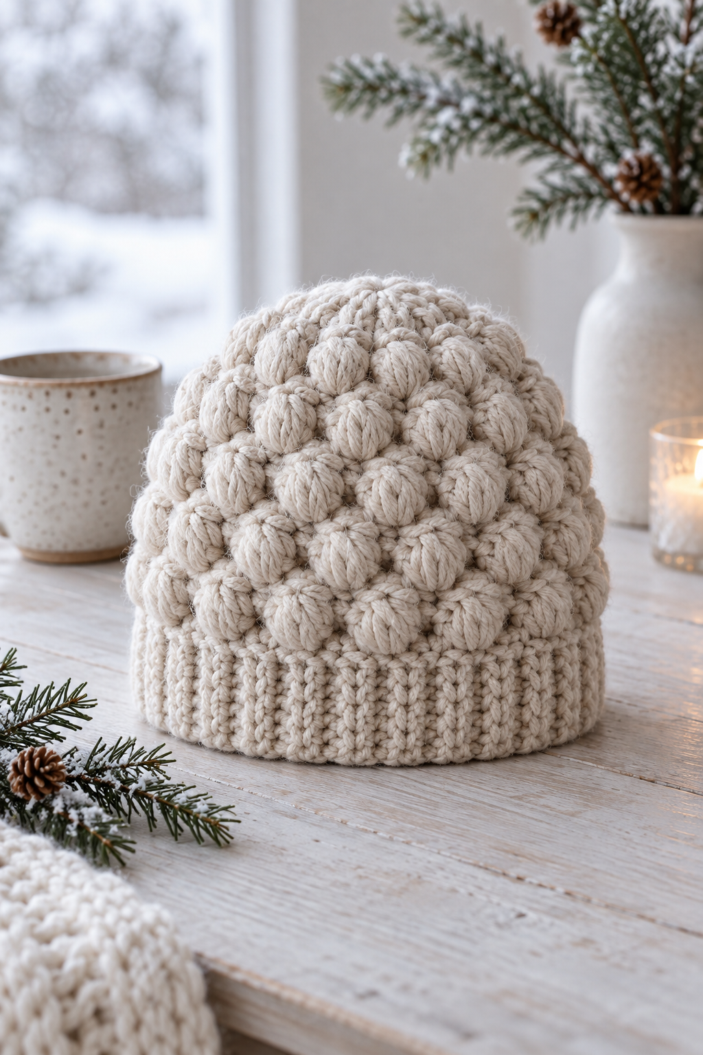 Puff stitch beanie crochet pattern idea