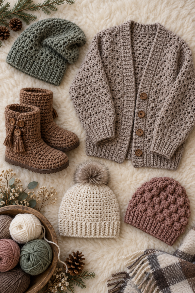 Top 5 crochet patterns arranged as cozy winter project ideas