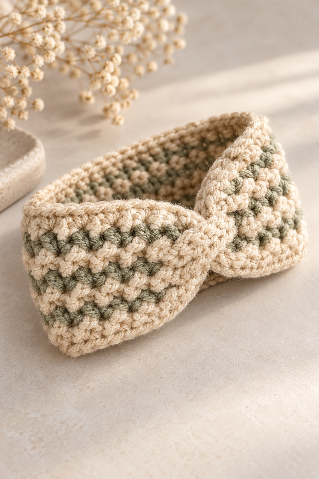 crochet headband free pattern twisted front detail