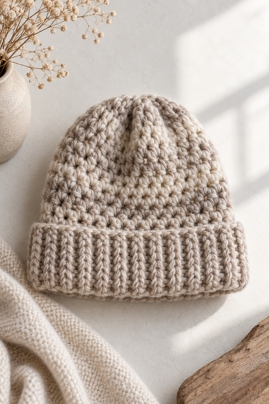 winter crochet hat crown shaping