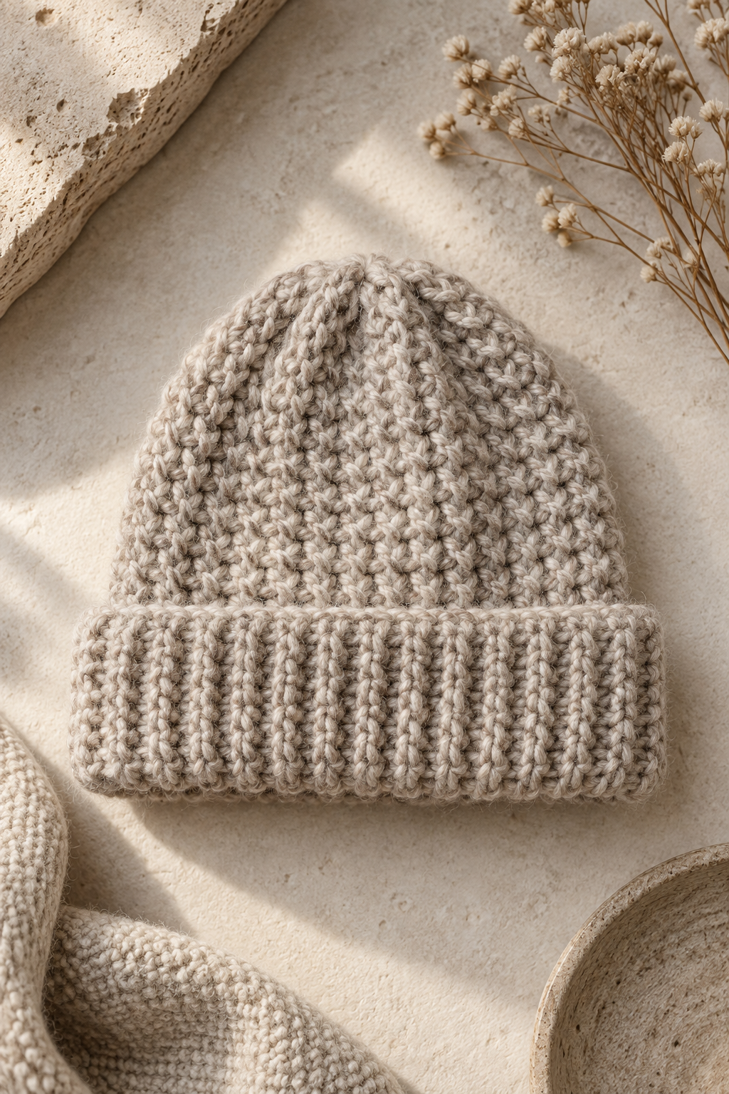 crochet beanie folded brim